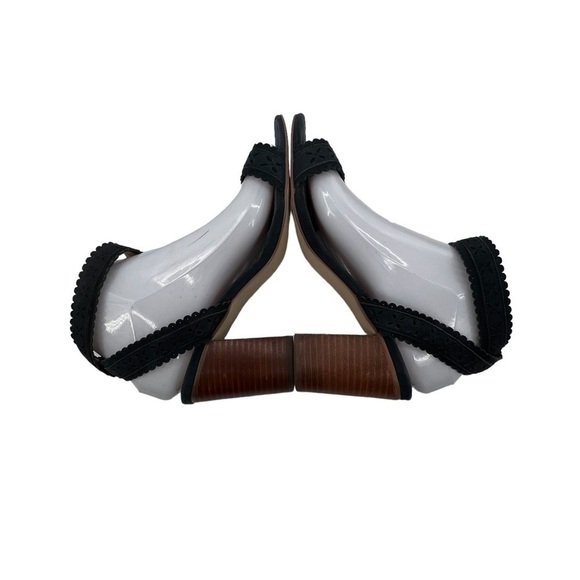 Ava & Aiden Blue Leather Ankle Wrap Block Heel Sandals Size 7 1/2 Women's - Picture 7 of 10